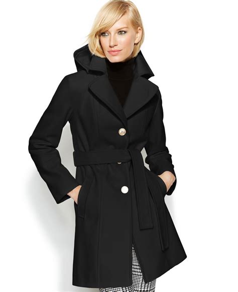 michael kors black spring coat|Michael Kors black wool coat.